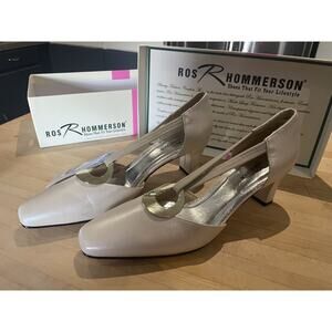 Brand New Ros Hommerson Women’s Heels Parker Bone Pearl Gold Accent 8.5 Slim